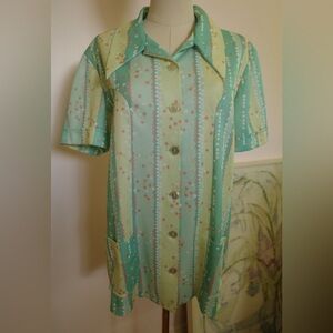 70s vintage poly dagger collar shirt